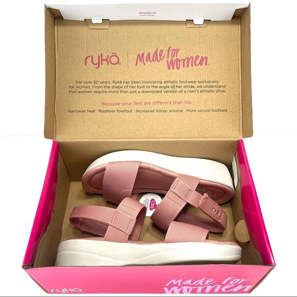 Ryka Azara Knit Sandal Size 8.5 Rose/Tan Platform Wedge Lightweight Open Toe New - Picture 11 of 16